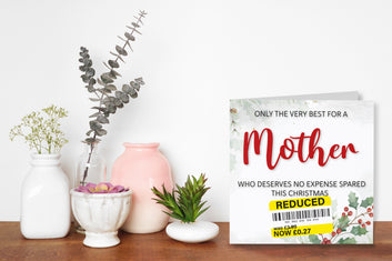Funny Christmas Card for Mother with Reduced Sticker
