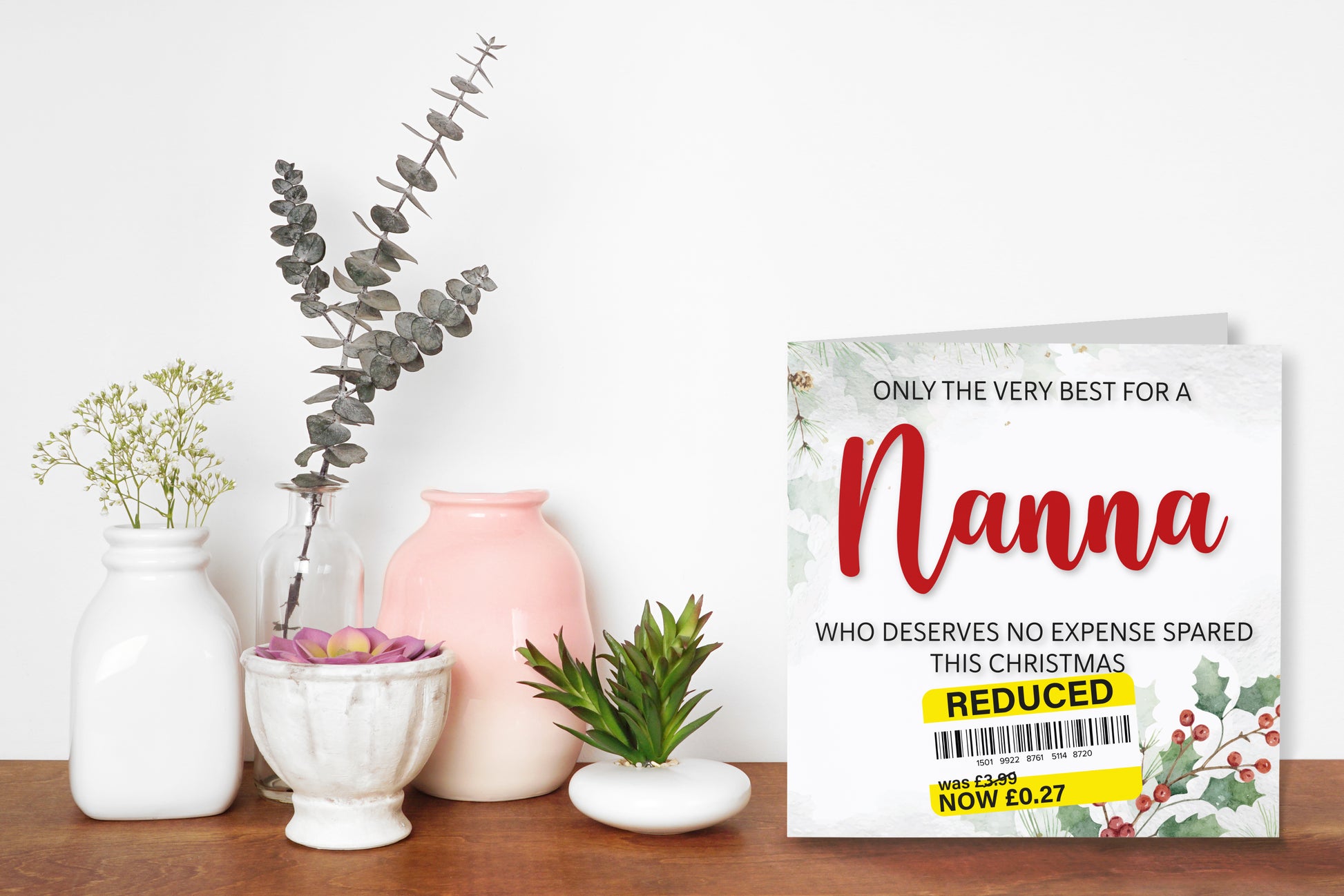 A greetings card on a decorative mantelpiece