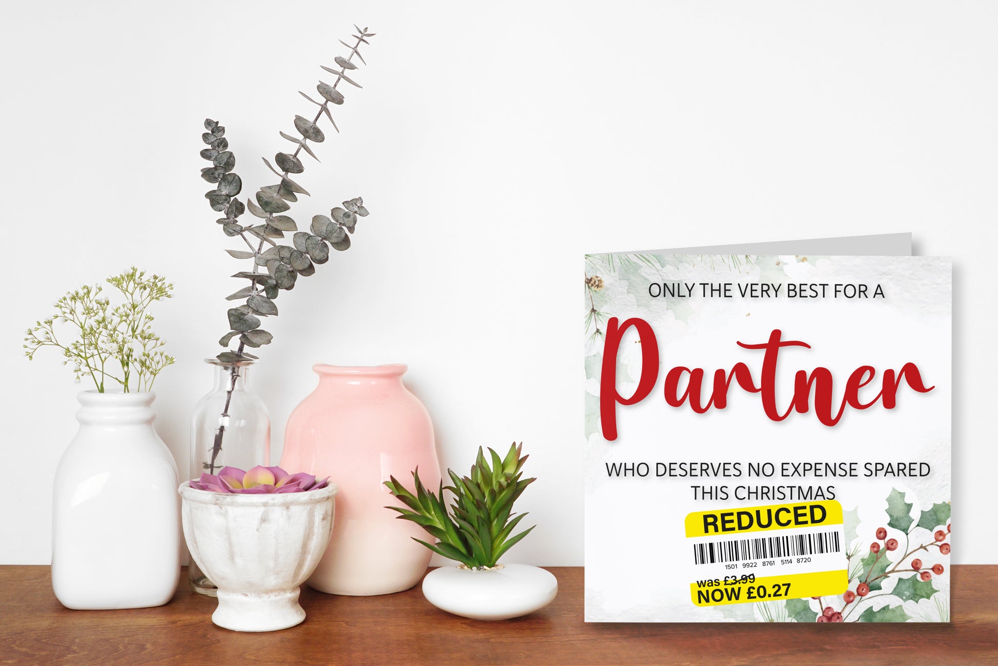 A greetings card on a decorative mantelpiece