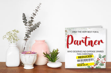 Funny Christmas Card for Partner with Reduced Sticker