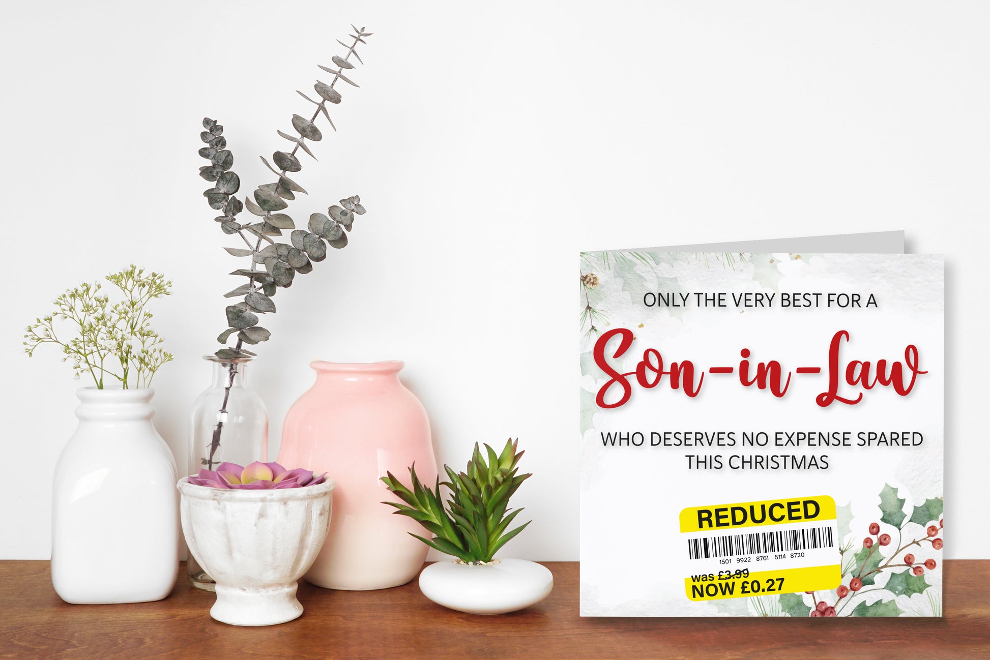 A greetings card on a decorative mantelpiece