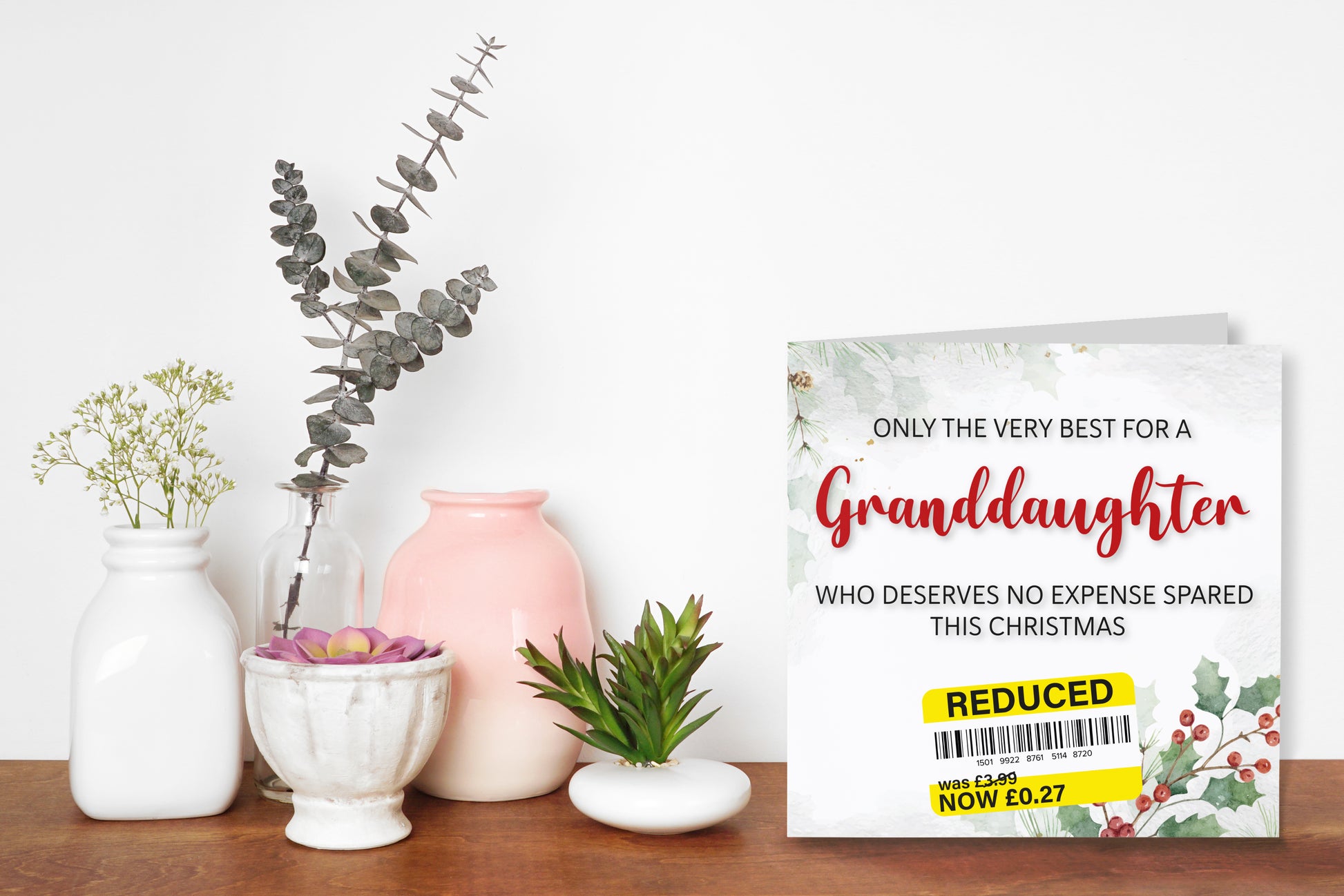 A greetings card on a decorative mantelpiece