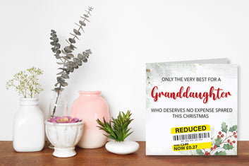 Funny Christmas Card for Granddaughter, Reduced Sticker
