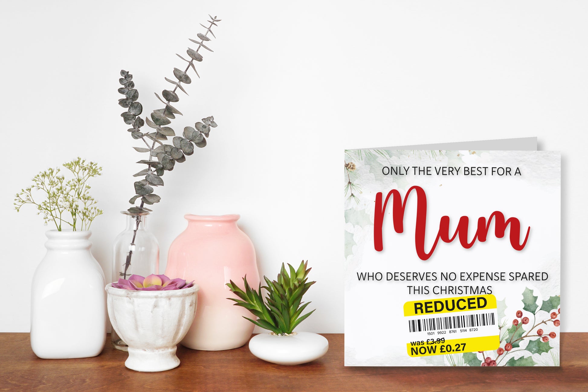 A greetings card on a decorative mantelpiece