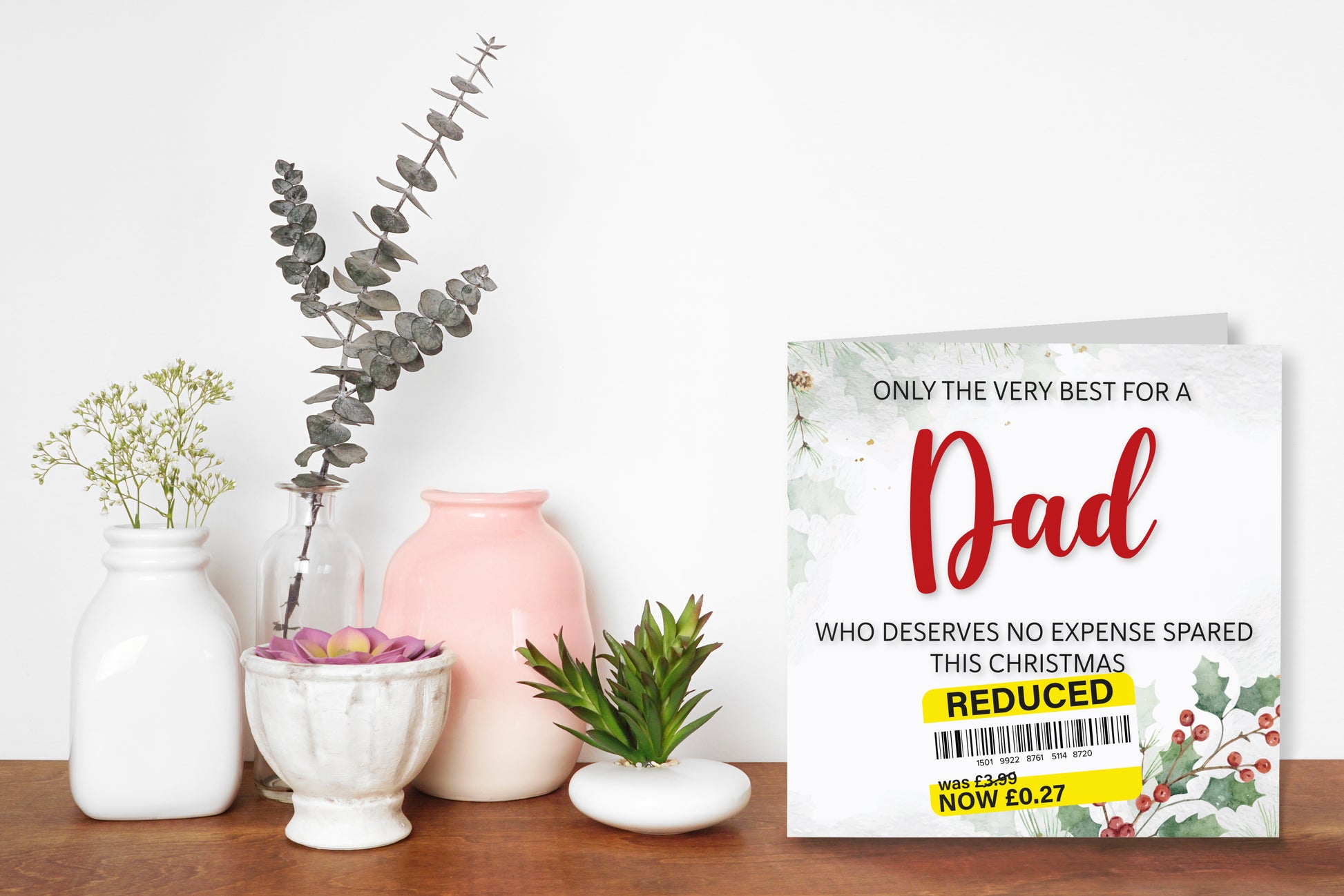 A greetings card on a decorative mantelpiece