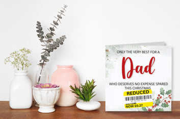 Funny Christmas Card for Dad with Reduced Sticker