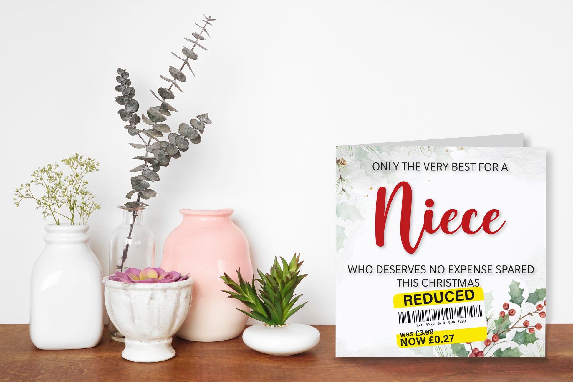 A greetings card on a decorative mantelpiece