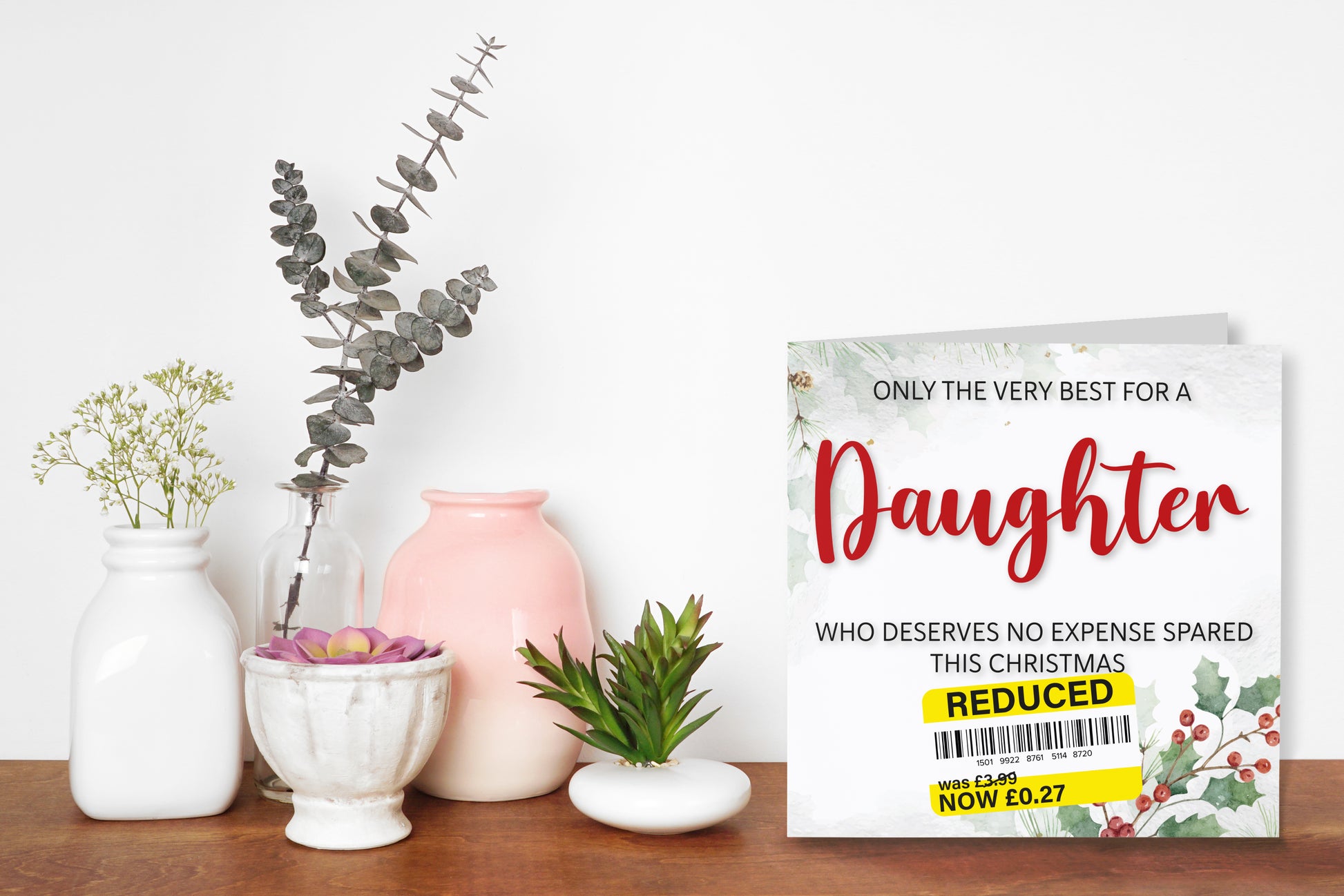 A greetings card on a decorative mantelpiece