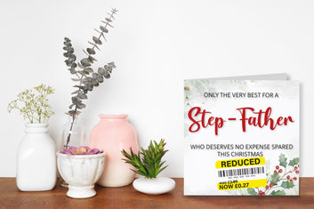 Funny Christmas Card for Step-Father, Reduced Sticker