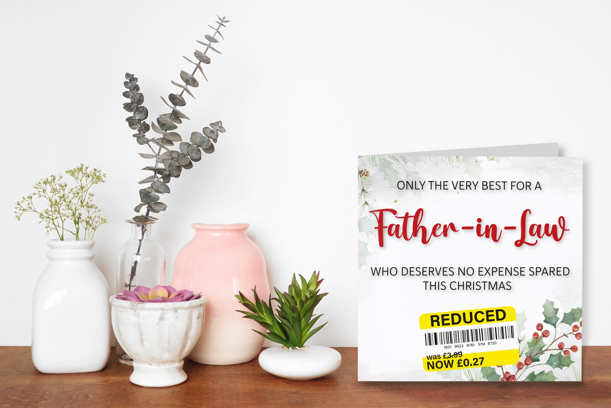 A greetings card on a decorative mantelpiece