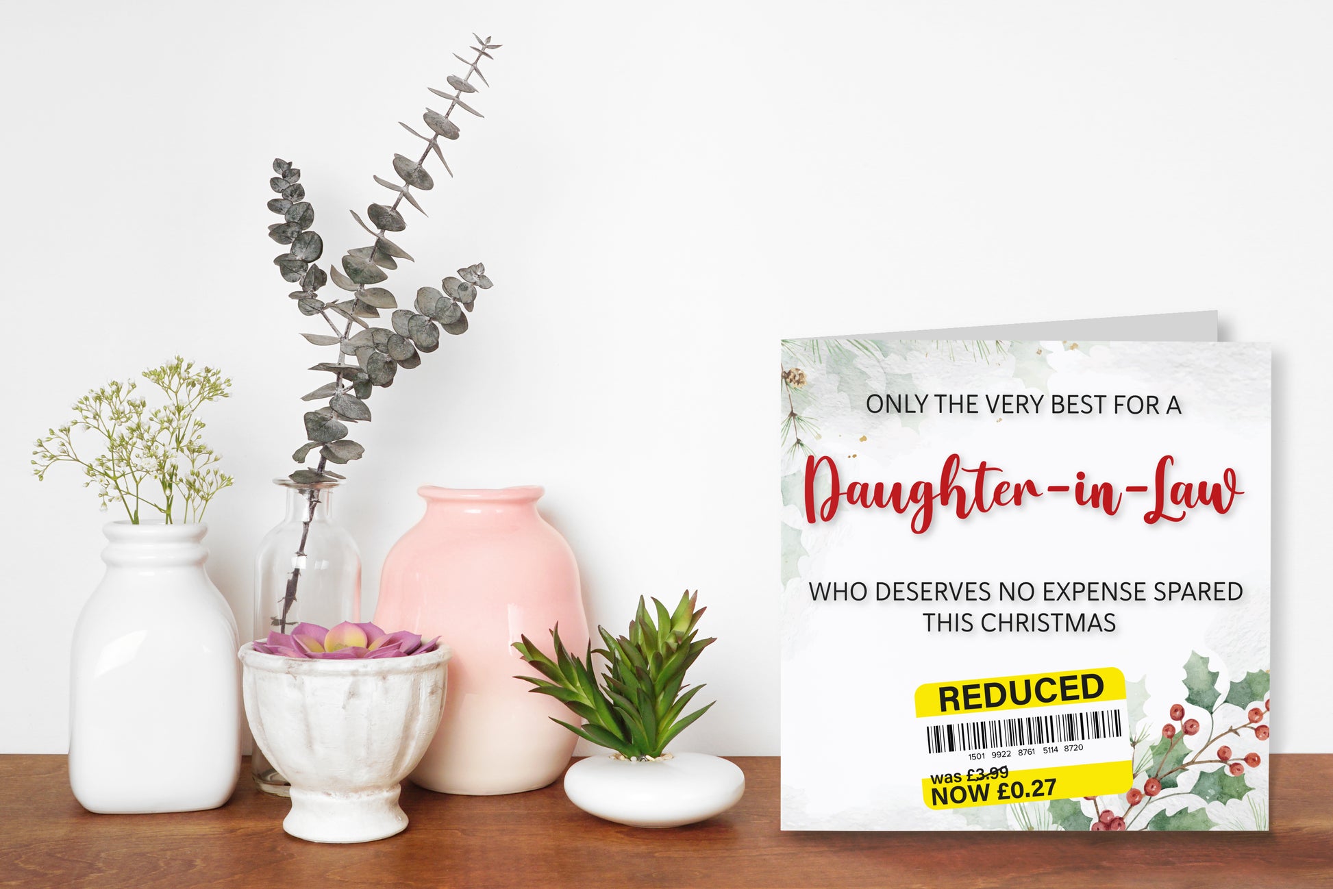 A greetings card on a decorative mantelpiece