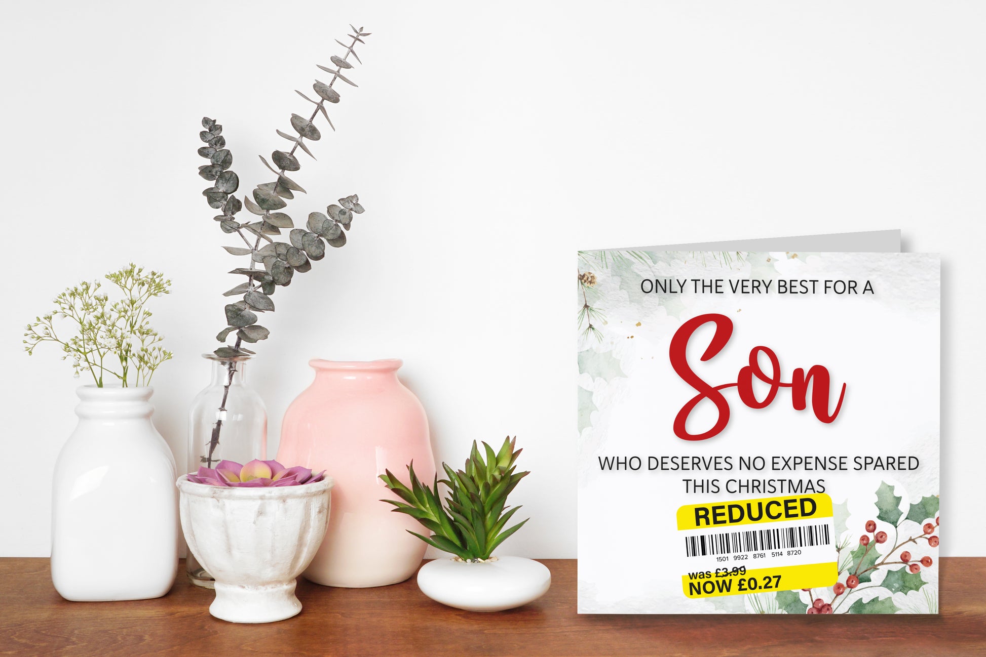 A greetings card on a decorative mantelpiece