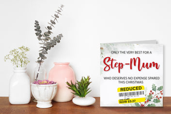 Funny Christmas Card for Step-Mum with Reduced Sticker