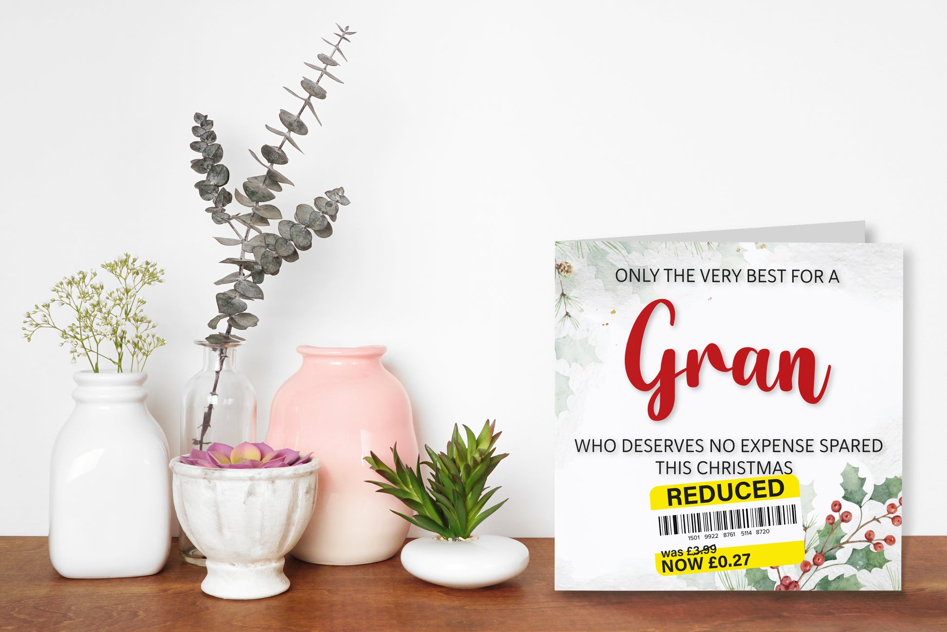 A greetings card on a decorative mantelpiece