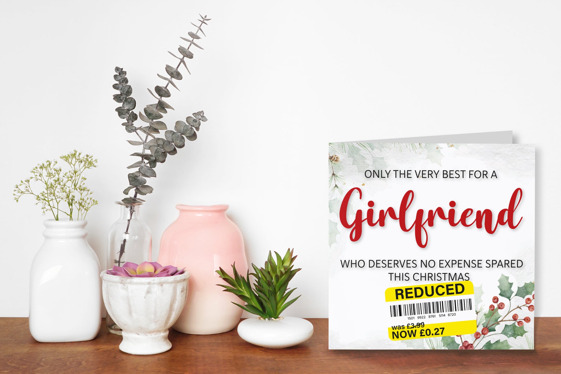 A greetings card on a decorative mantelpiece