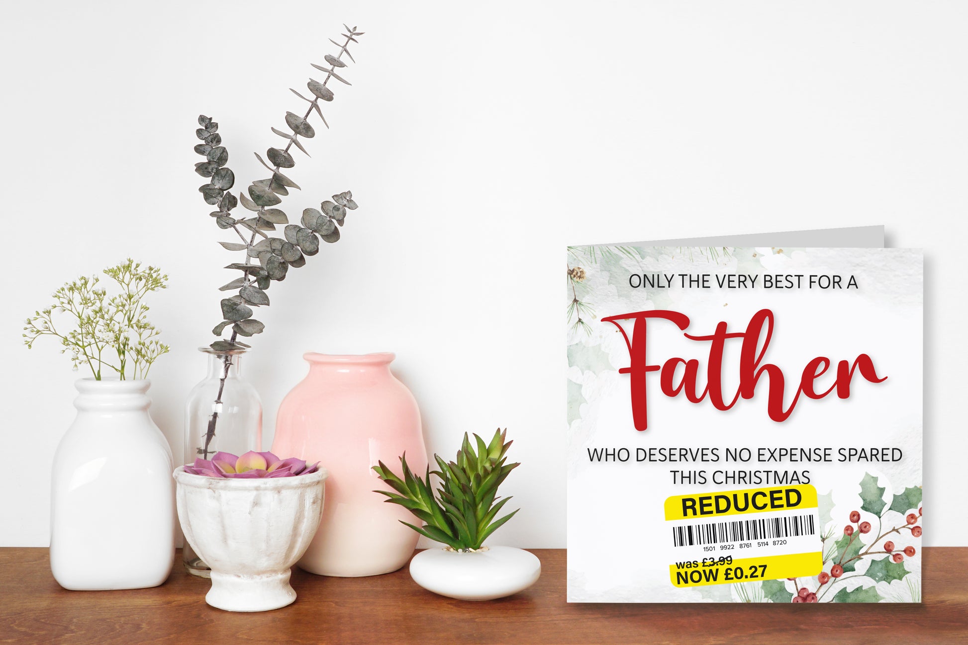 A greetings card on a decorative mantelpiece