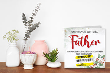 Funny Christmas Card for Father with Reduced Sticker