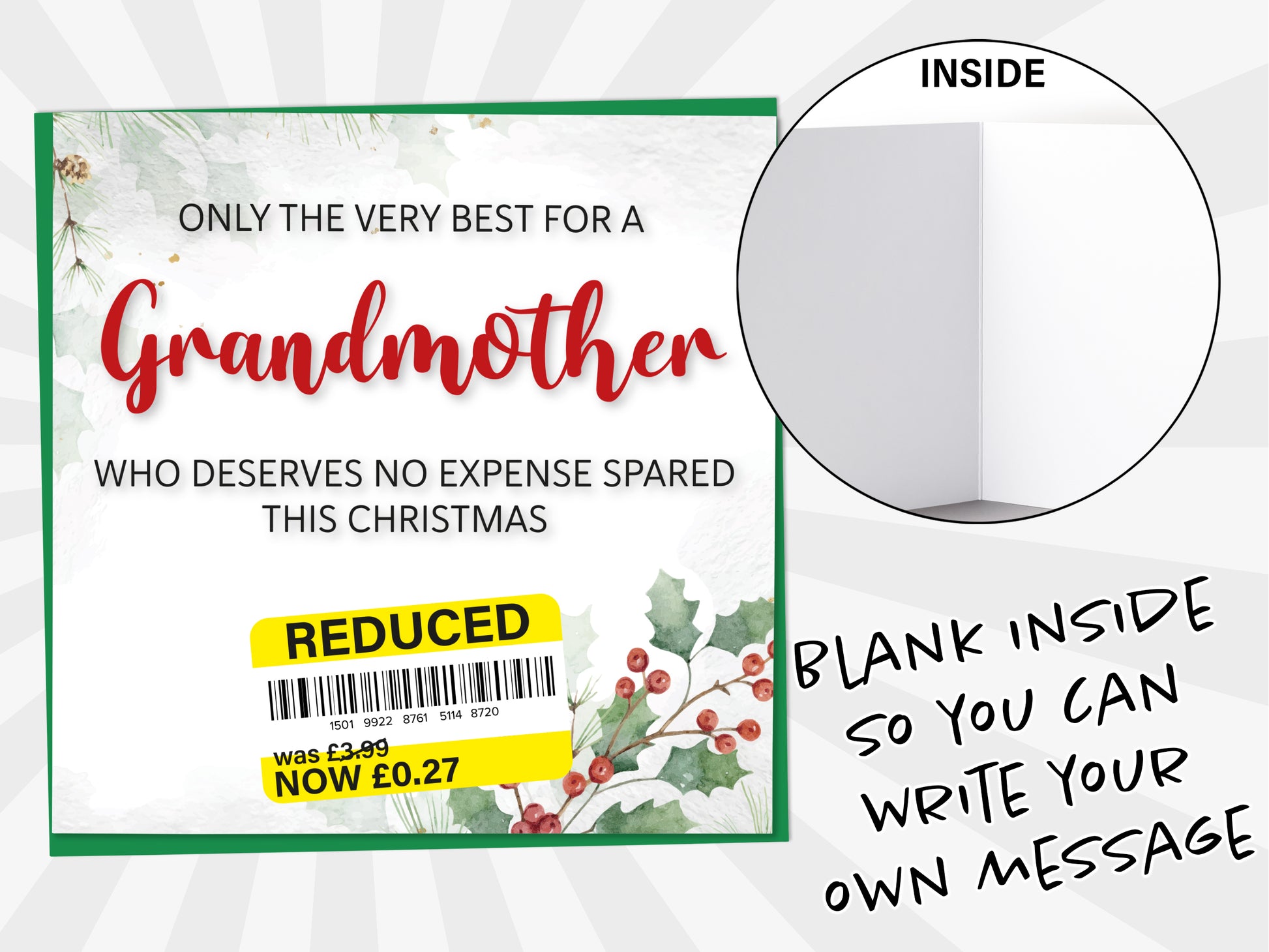 An image of a greetings card with a blank inside shown