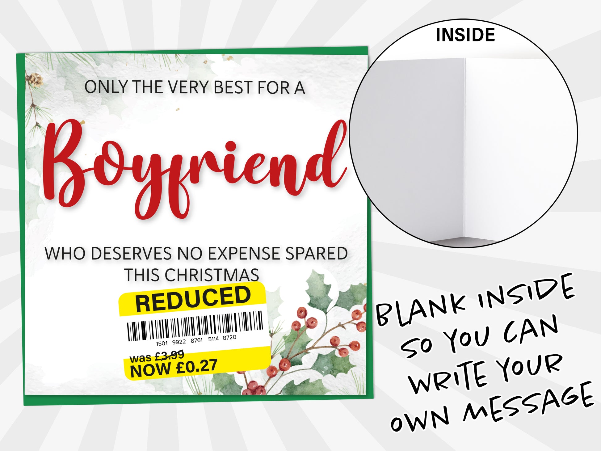 An image of a greetings card with a blank inside shown