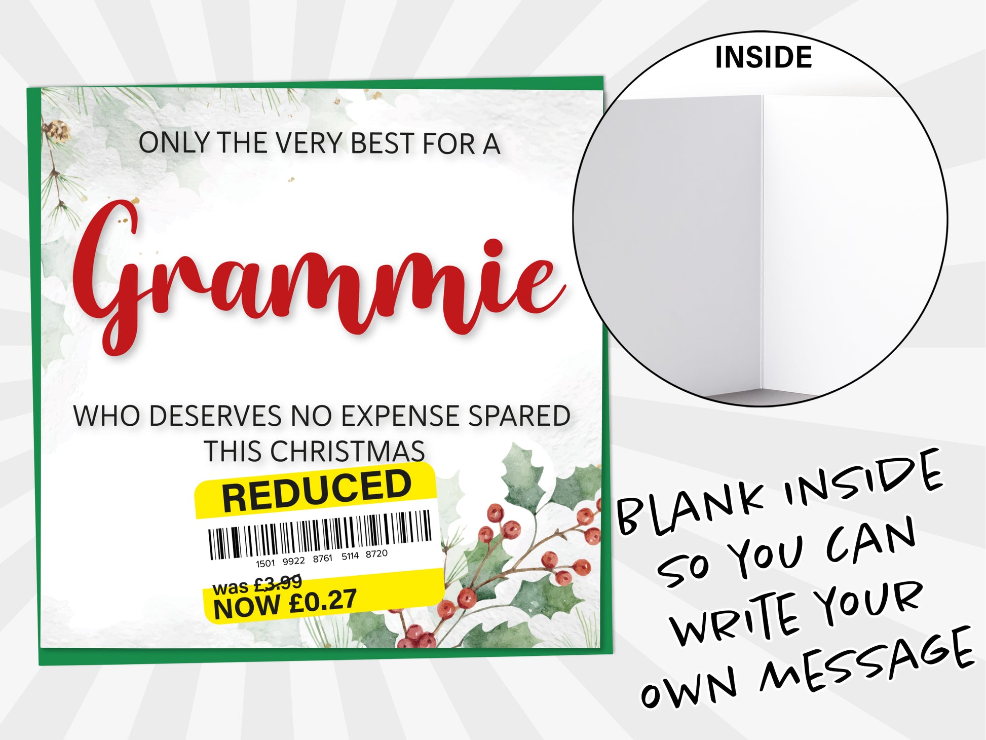 An image of a greetings card with a blank inside shown