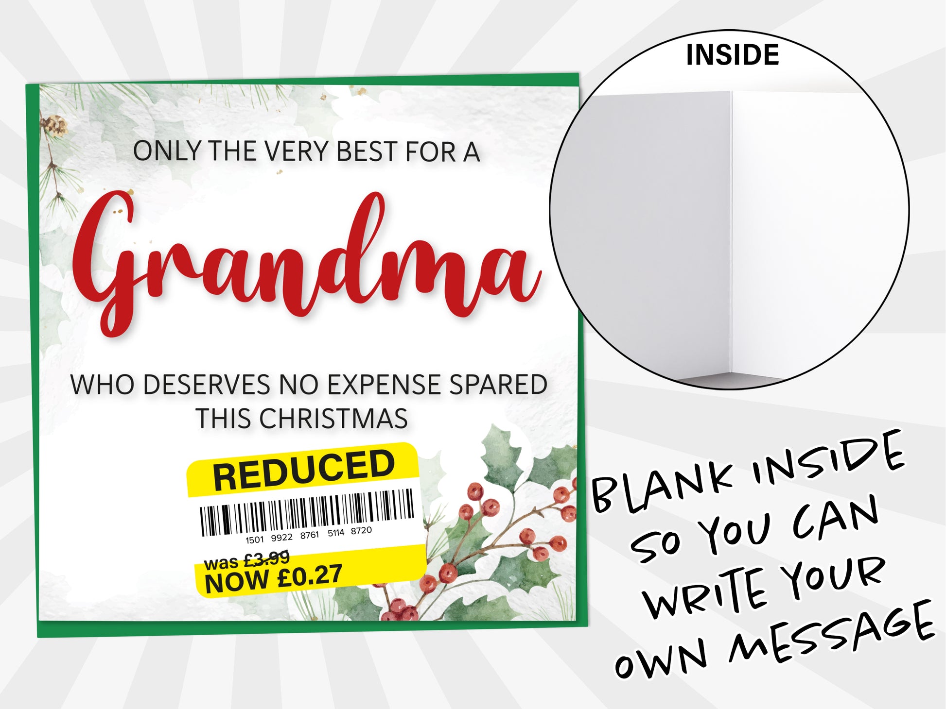 An image of a greetings card with a blank inside shown