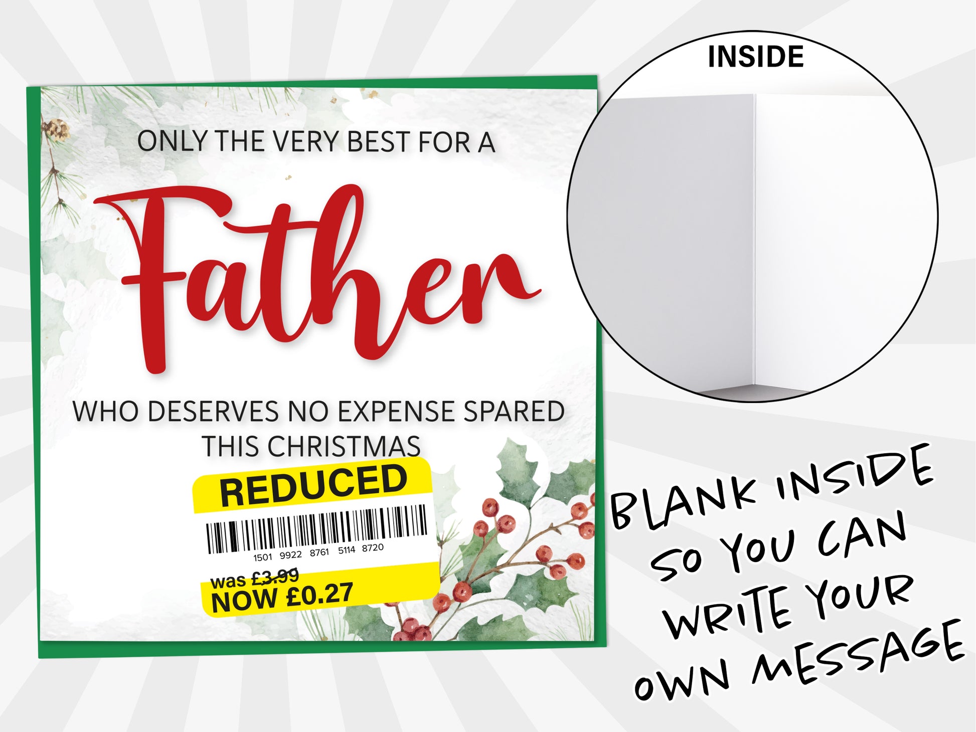 An image of a greetings card with a blank inside shown