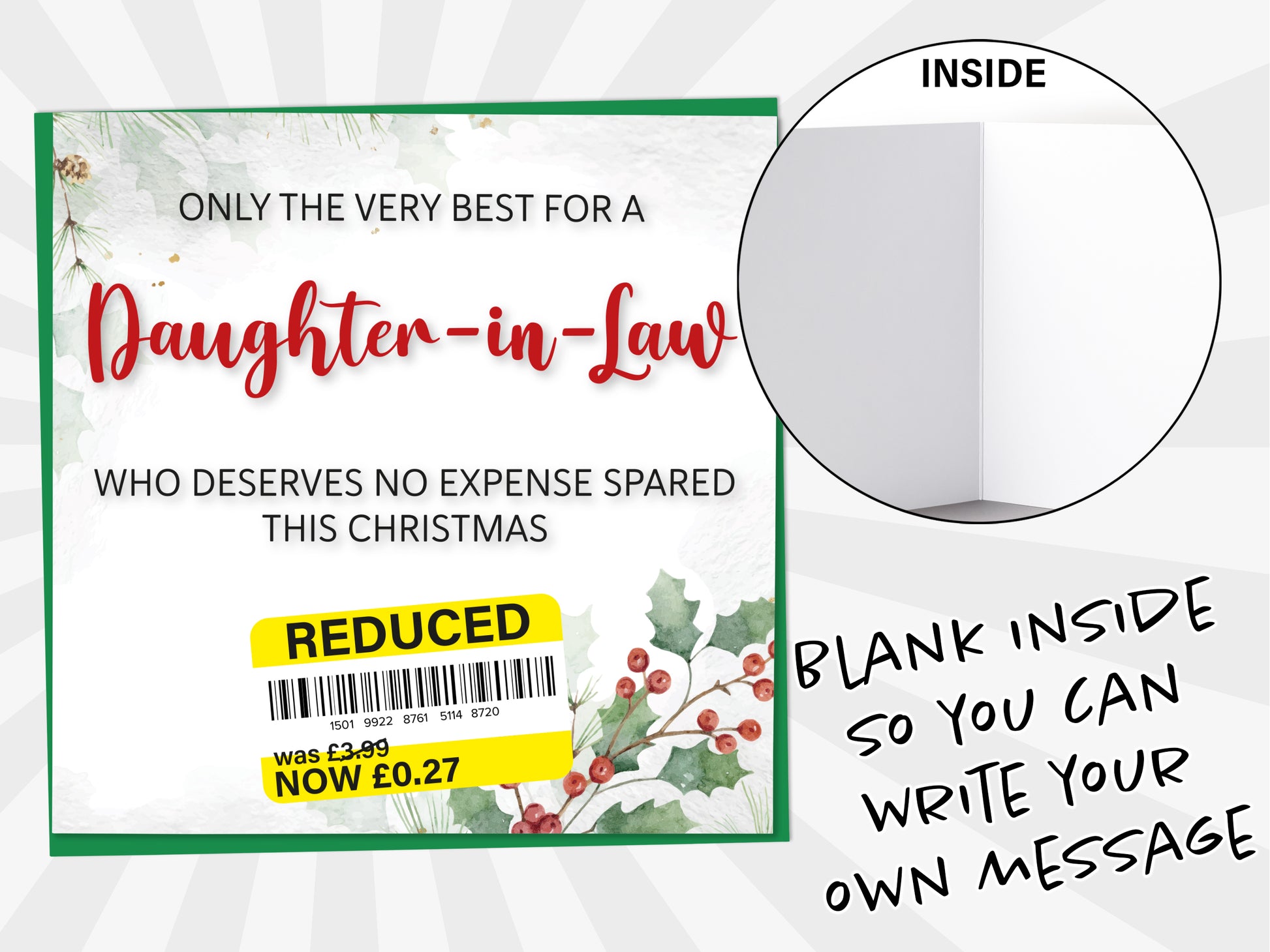 An image of a greetings card with a blank inside shown