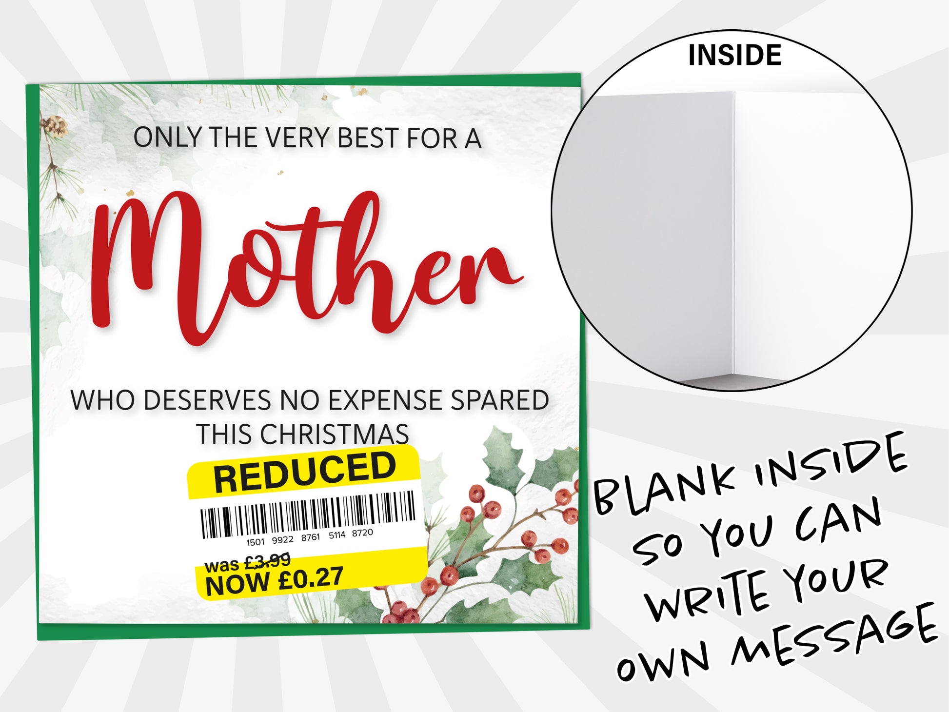 An image of a greetings card with a blank inside shown