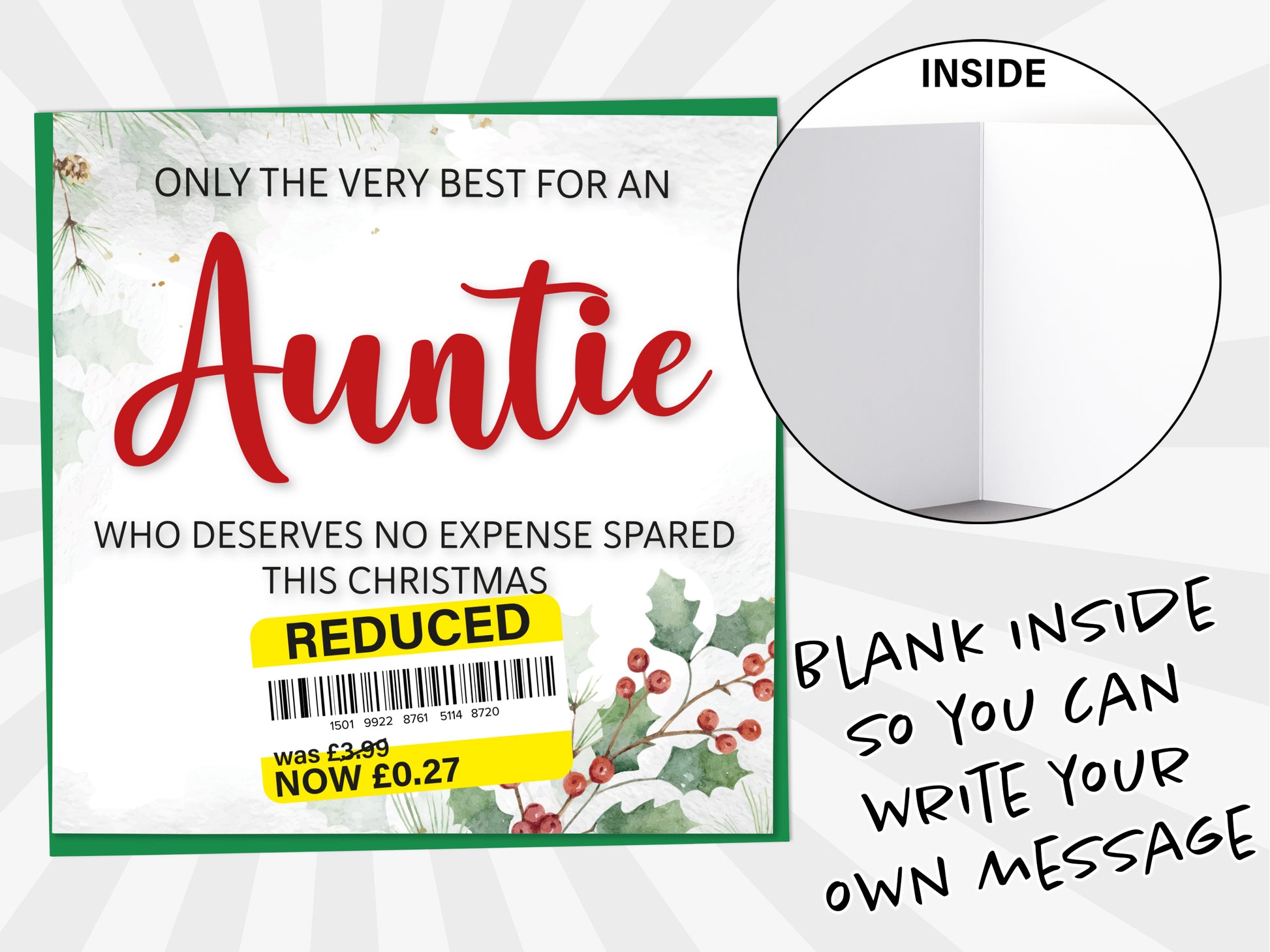 An image of a greetings card with a blank inside shown