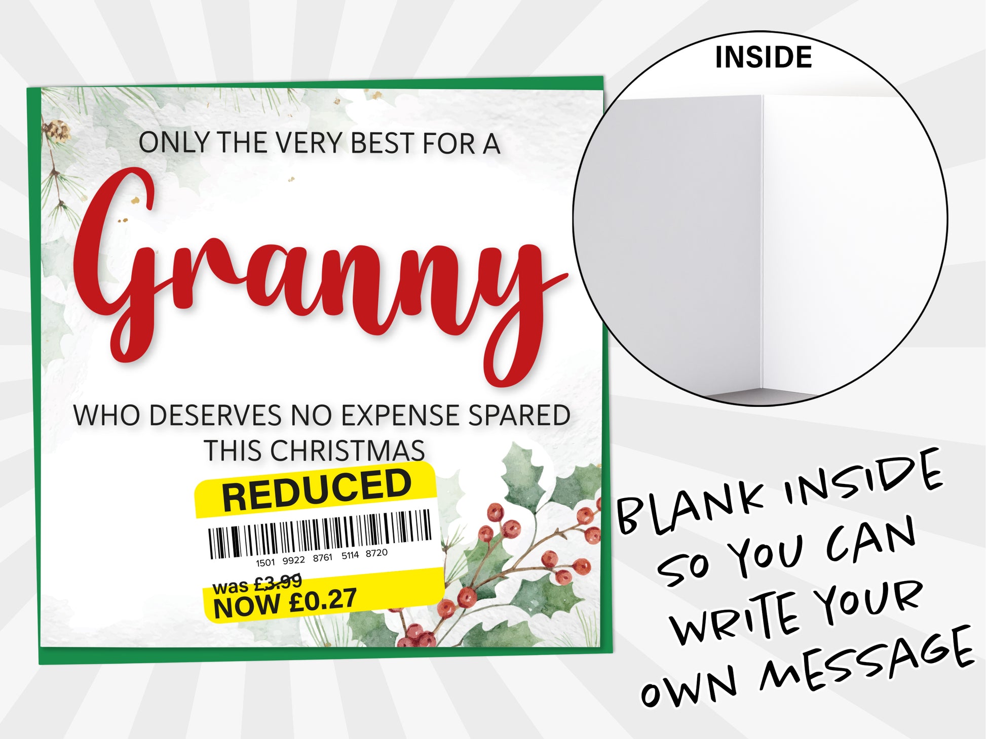 An image of a greetings card with a blank inside shown