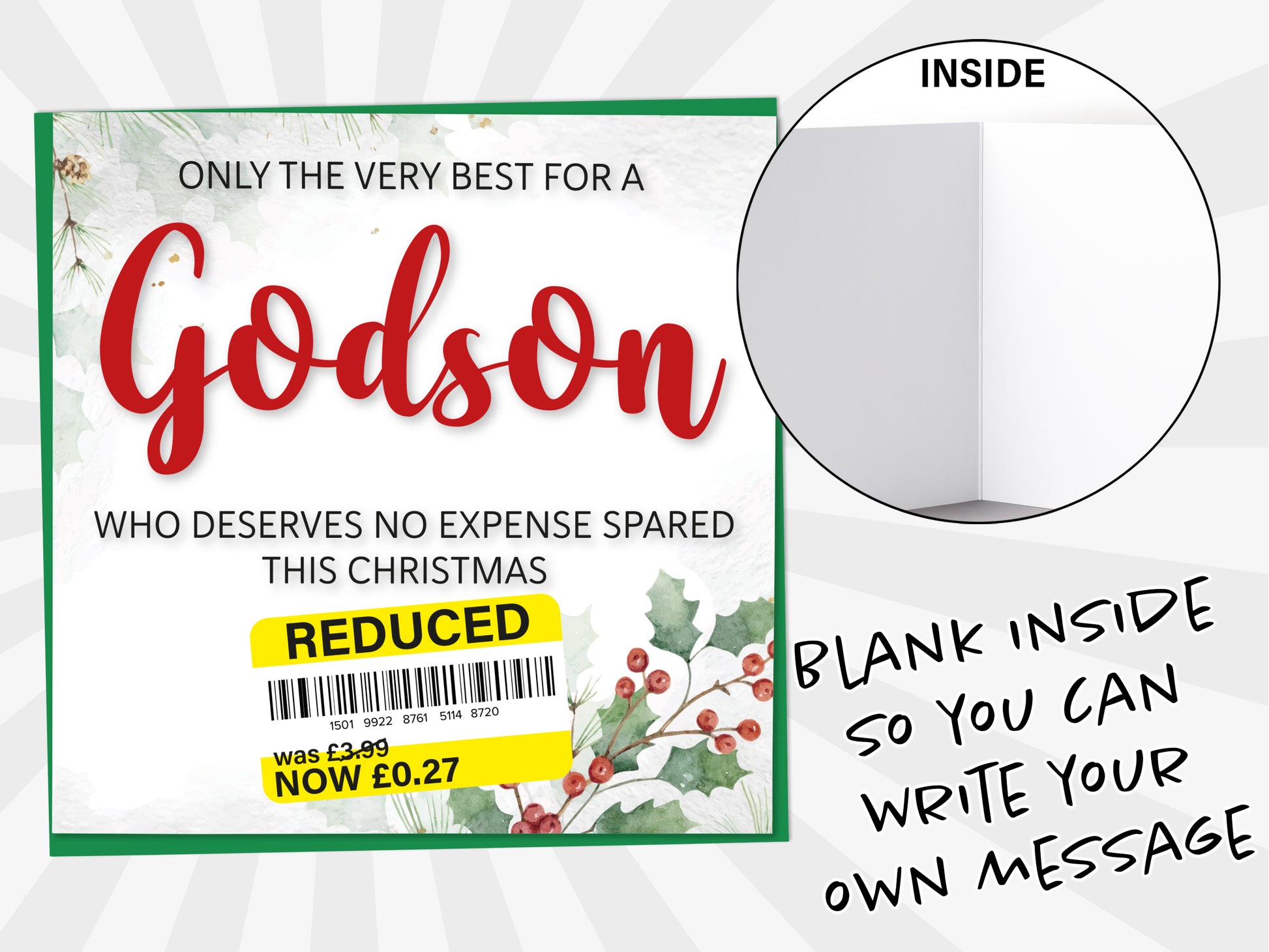 An image of a greetings card with a blank inside shown