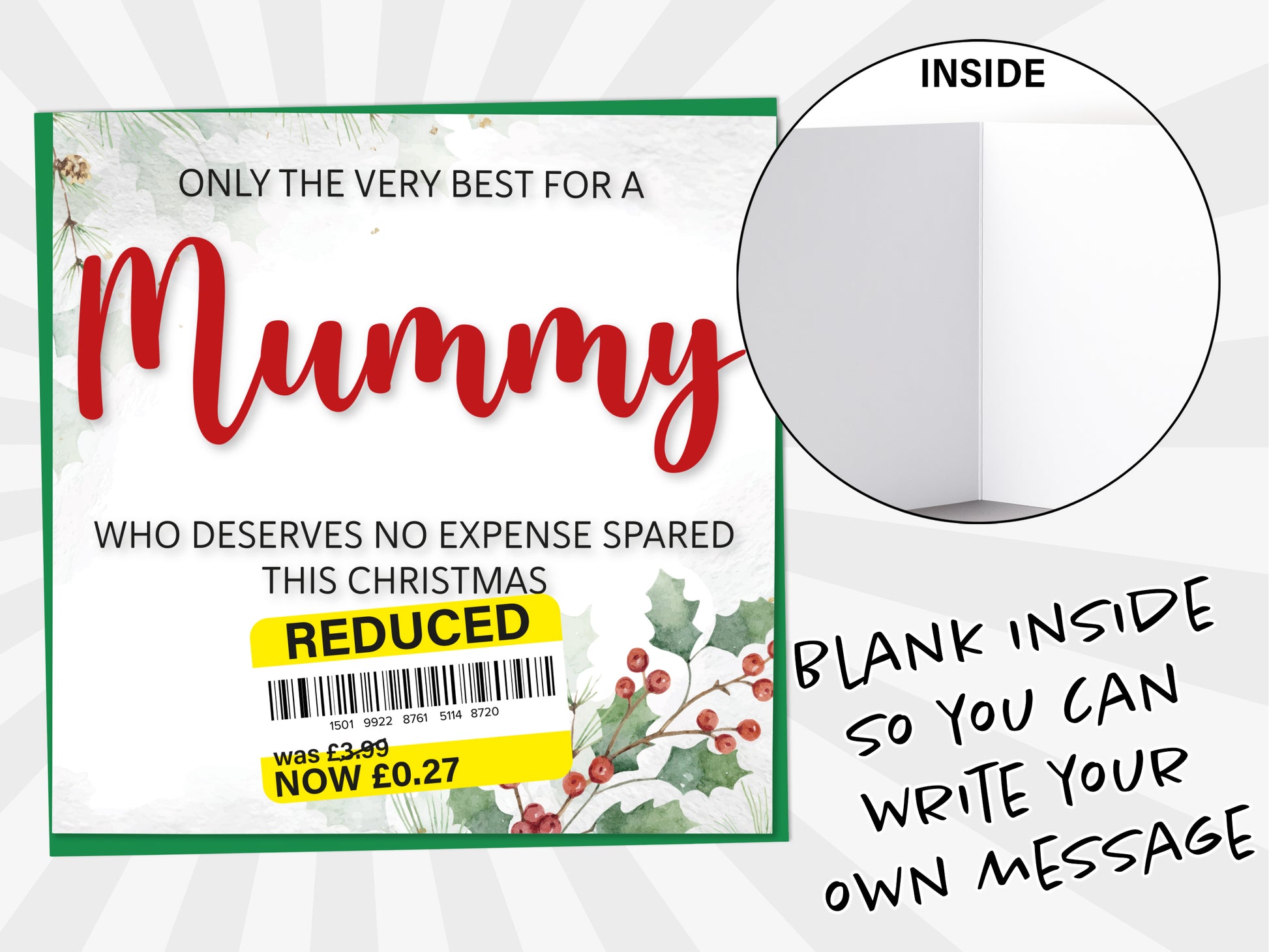 An image of a greetings card with a blank inside shown