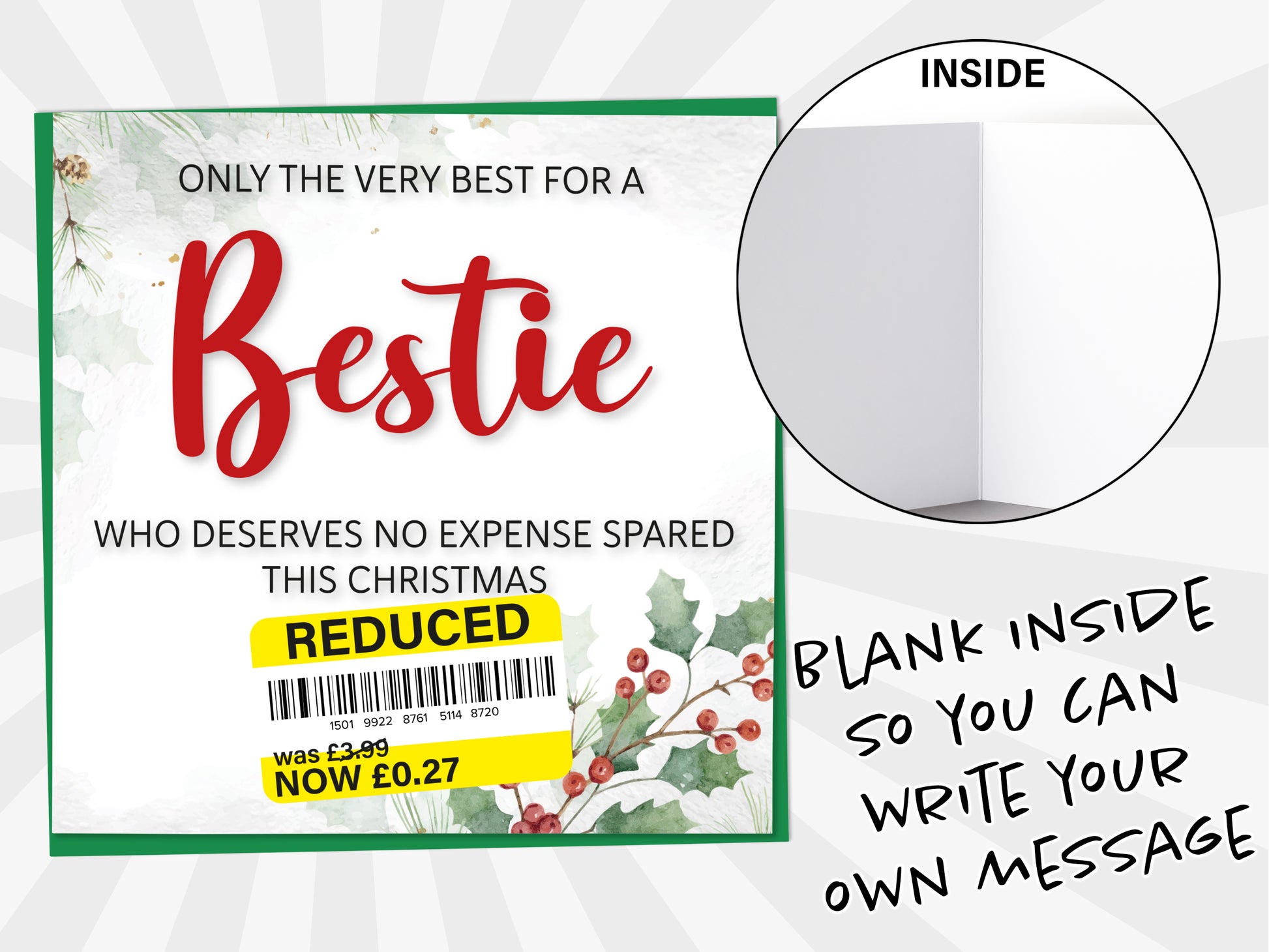 An image of a greetings card with a blank inside shown