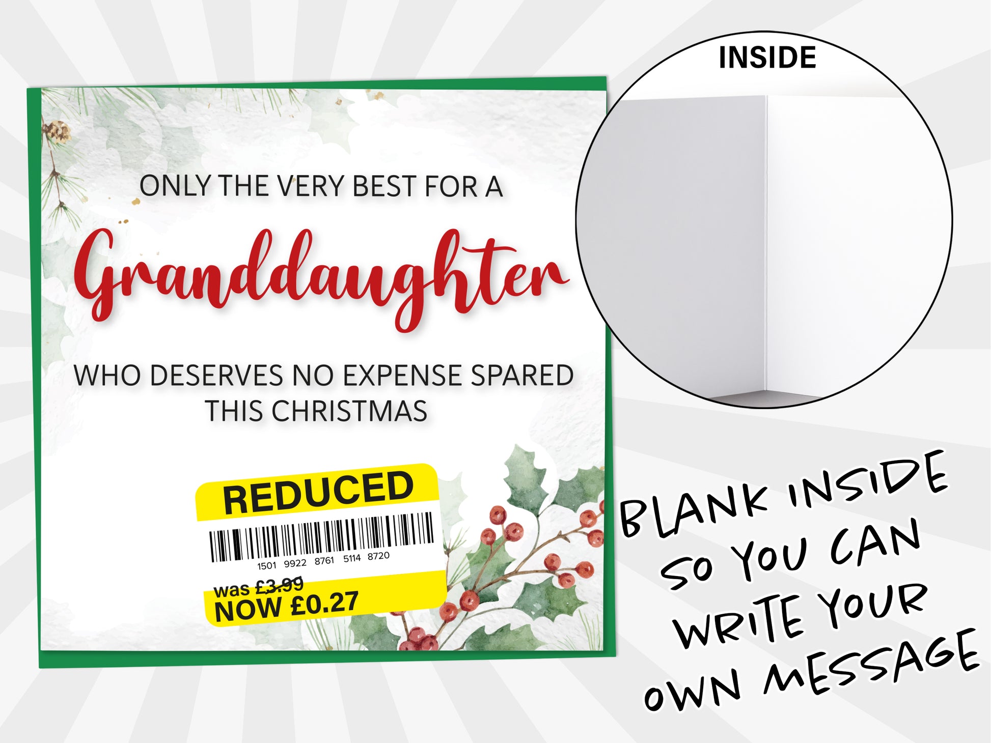 An image of a greetings card with a blank inside shown