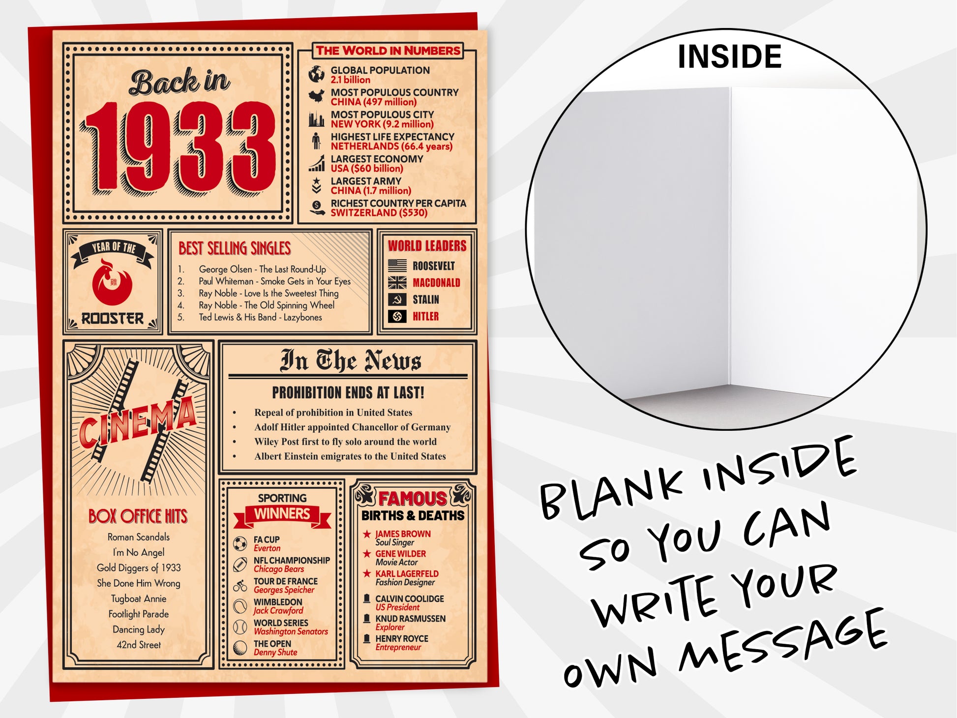 An image of a greetings card with a blank inside shown