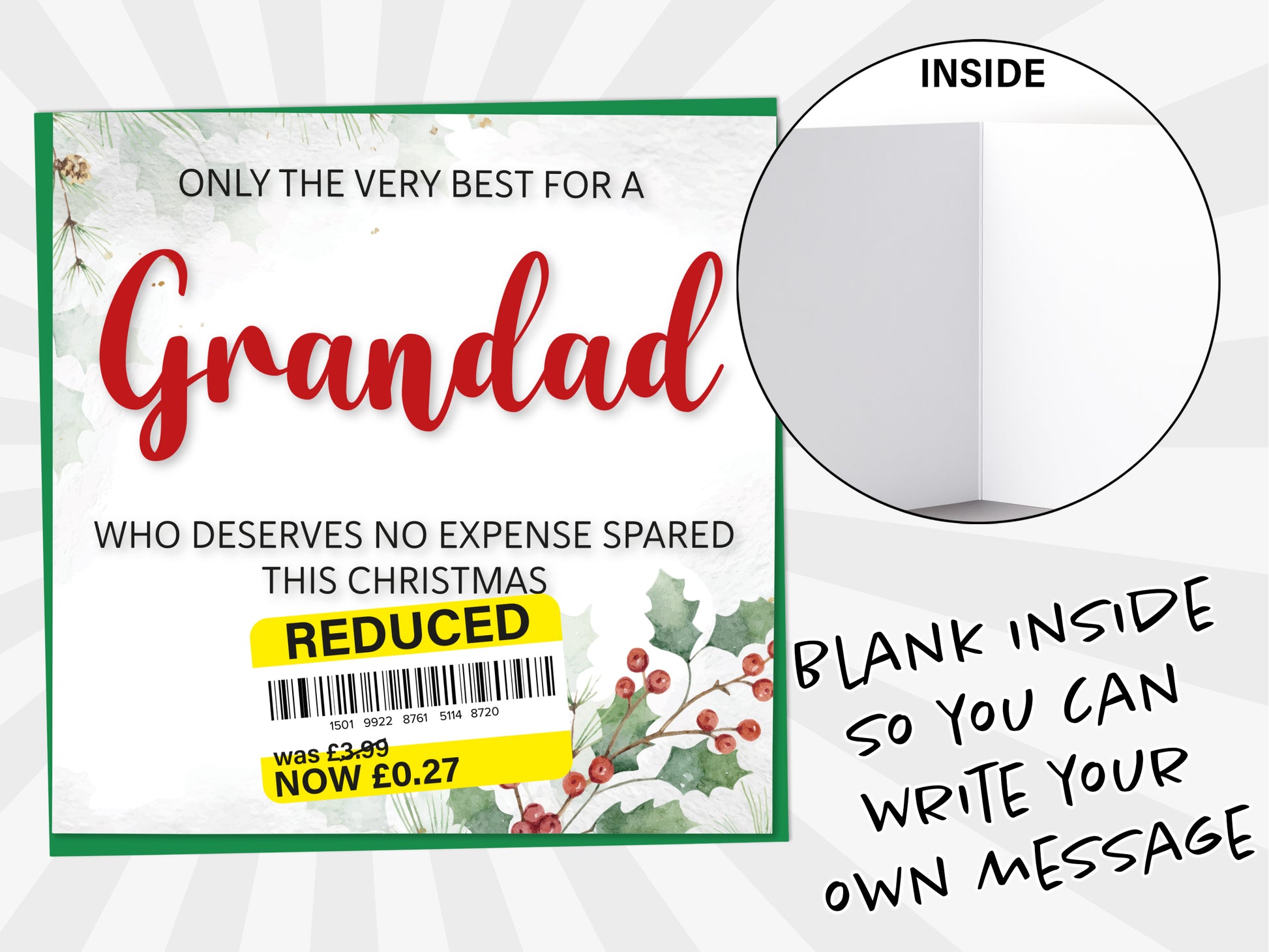 An image of a greetings card with a blank inside shown