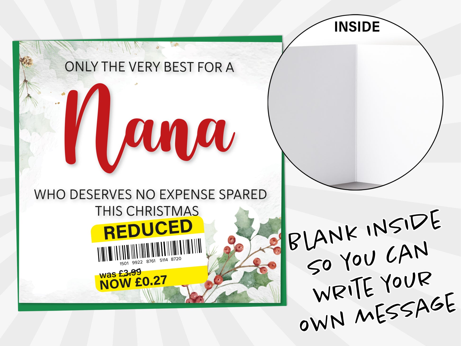 An image of a greetings card with a blank inside shown