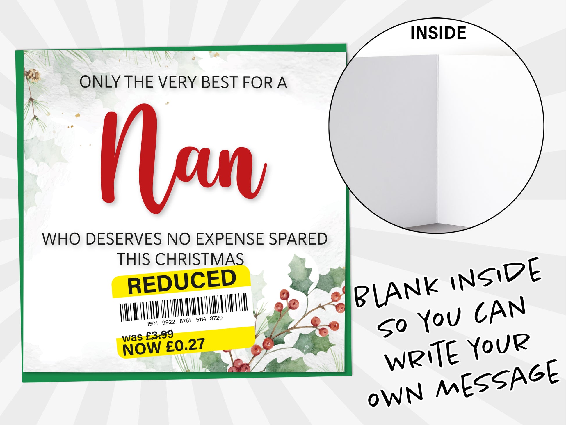 An image of a greetings card with a blank inside shown