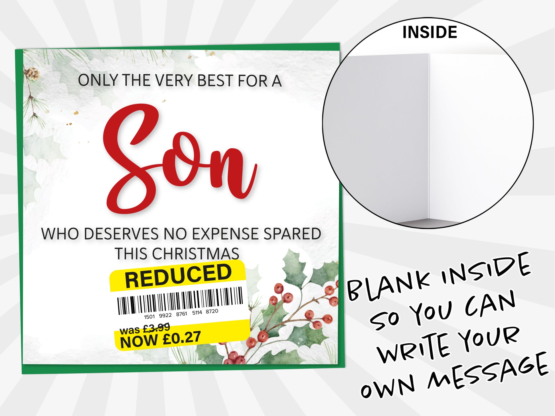 An image of a greetings card with a blank inside shown