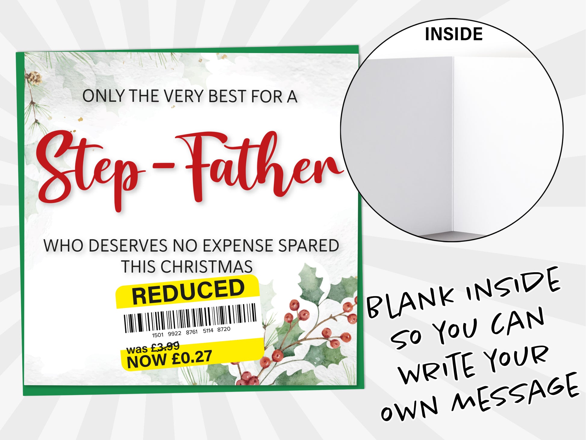 An image of a greetings card with a blank inside shown