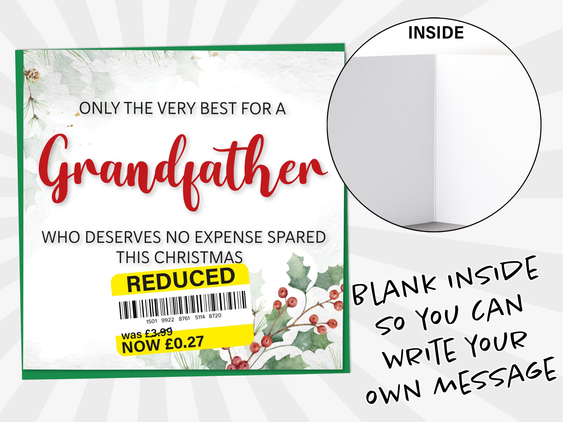 An image of a greetings card with a blank inside shown