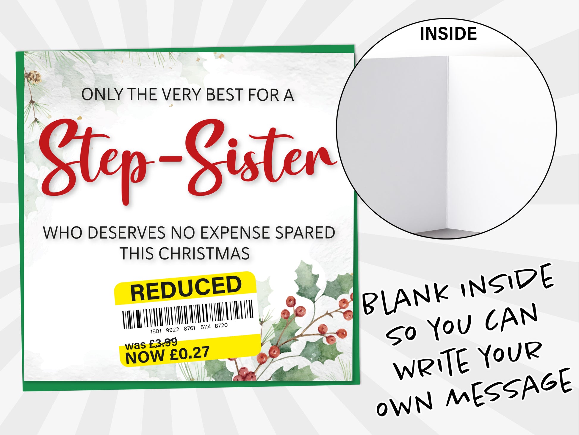 An image of a greetings card with a blank inside shown