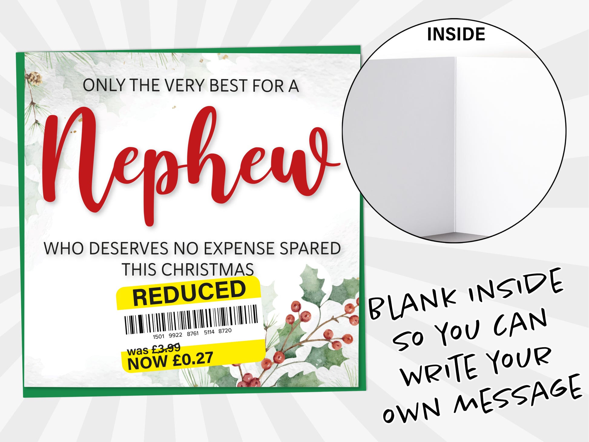 An image of a greetings card with a blank inside shown