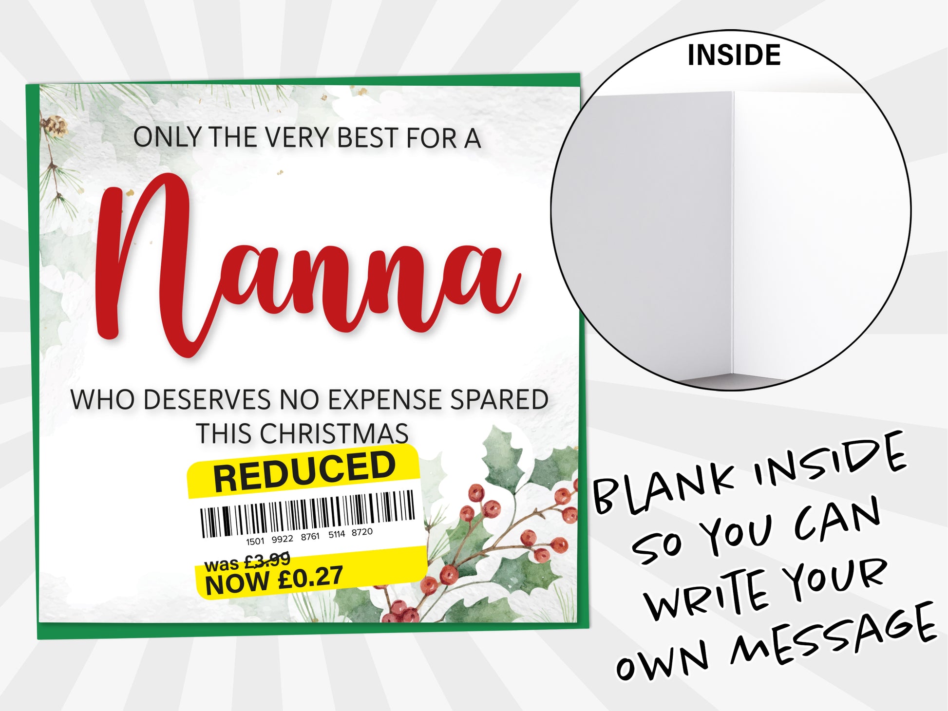 An image of a greetings card with a blank inside shown