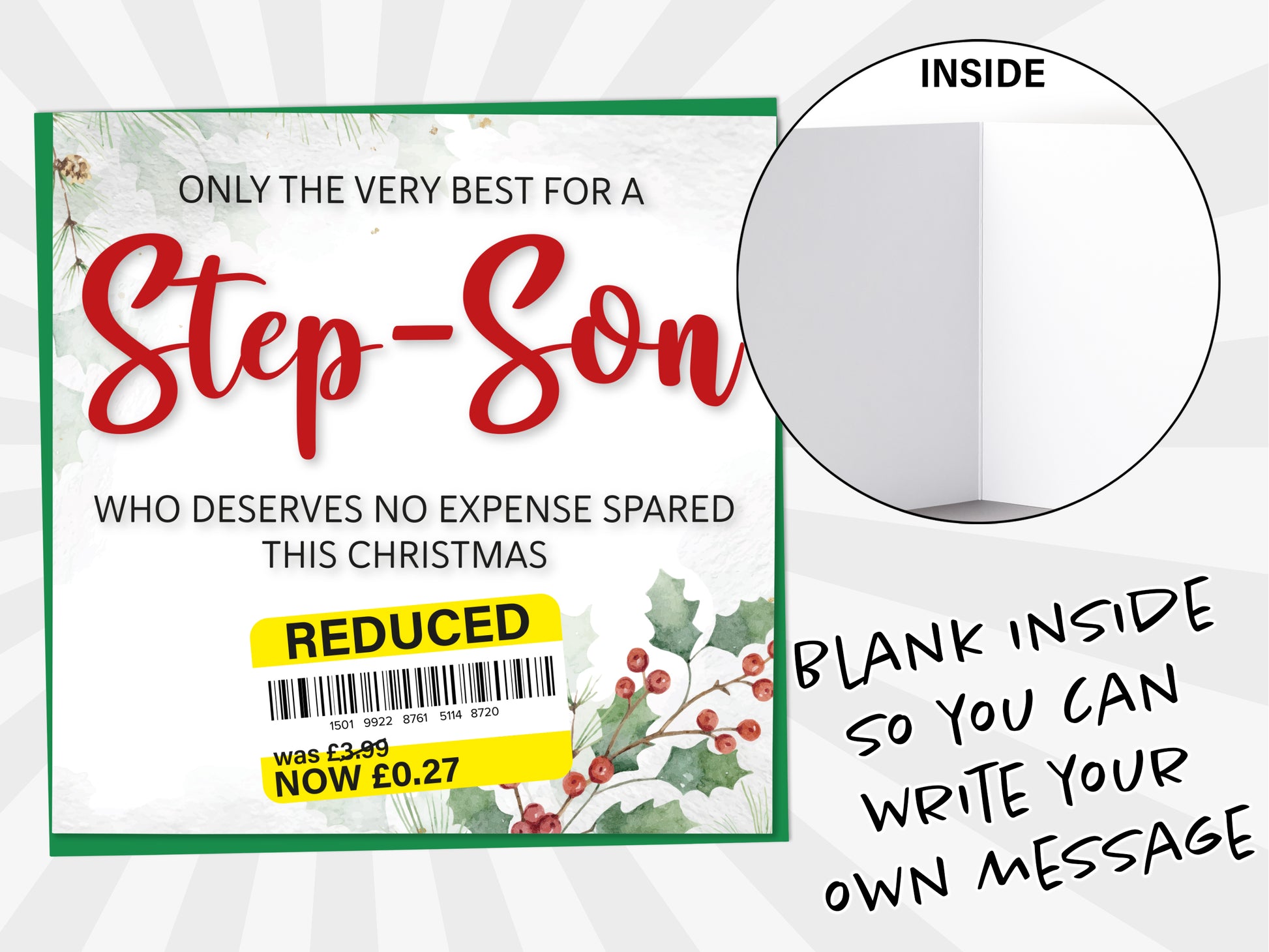 An image of a greetings card with a blank inside shown