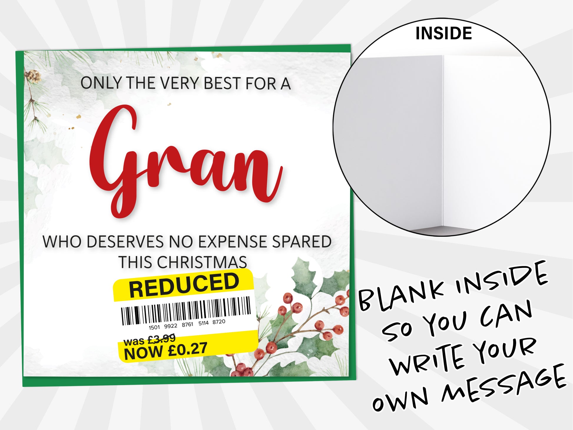 An image of a greetings card with a blank inside shown