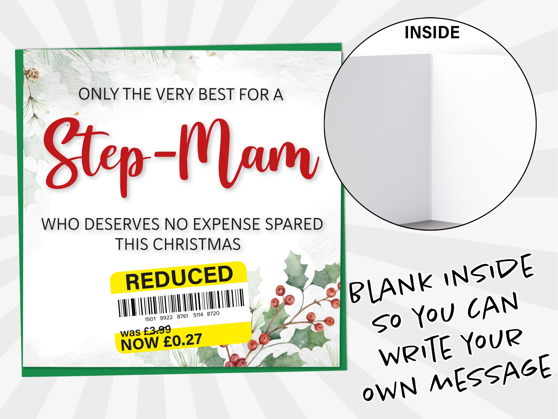 An image of a greetings card with a blank inside shown