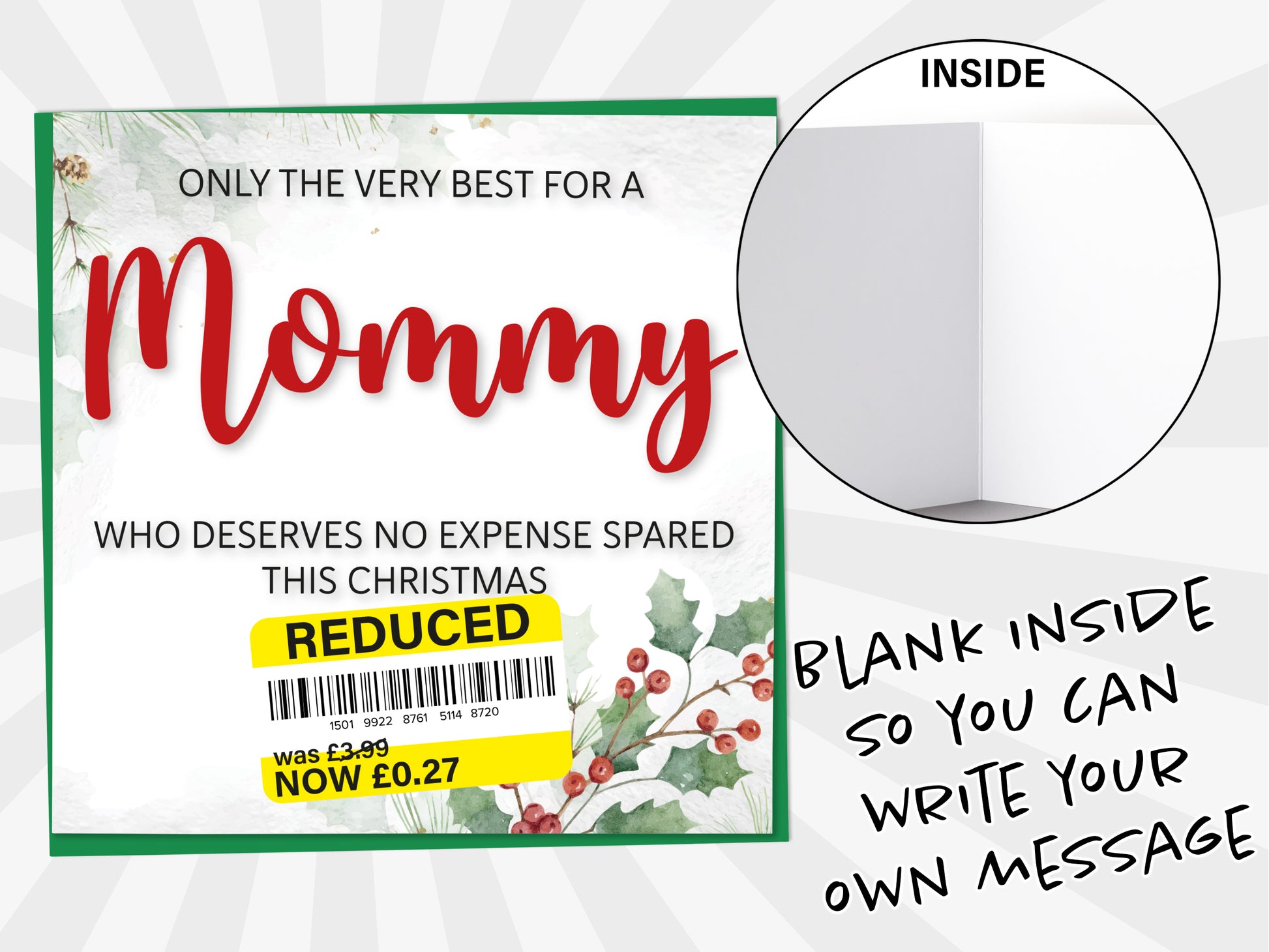 An image of a greetings card with a blank inside shown