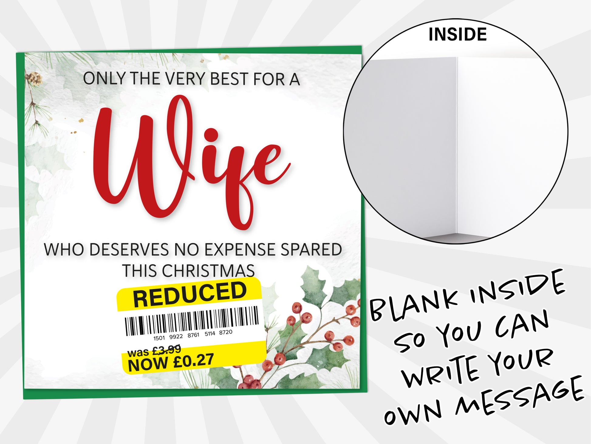 An image of a greetings card with a blank inside shown