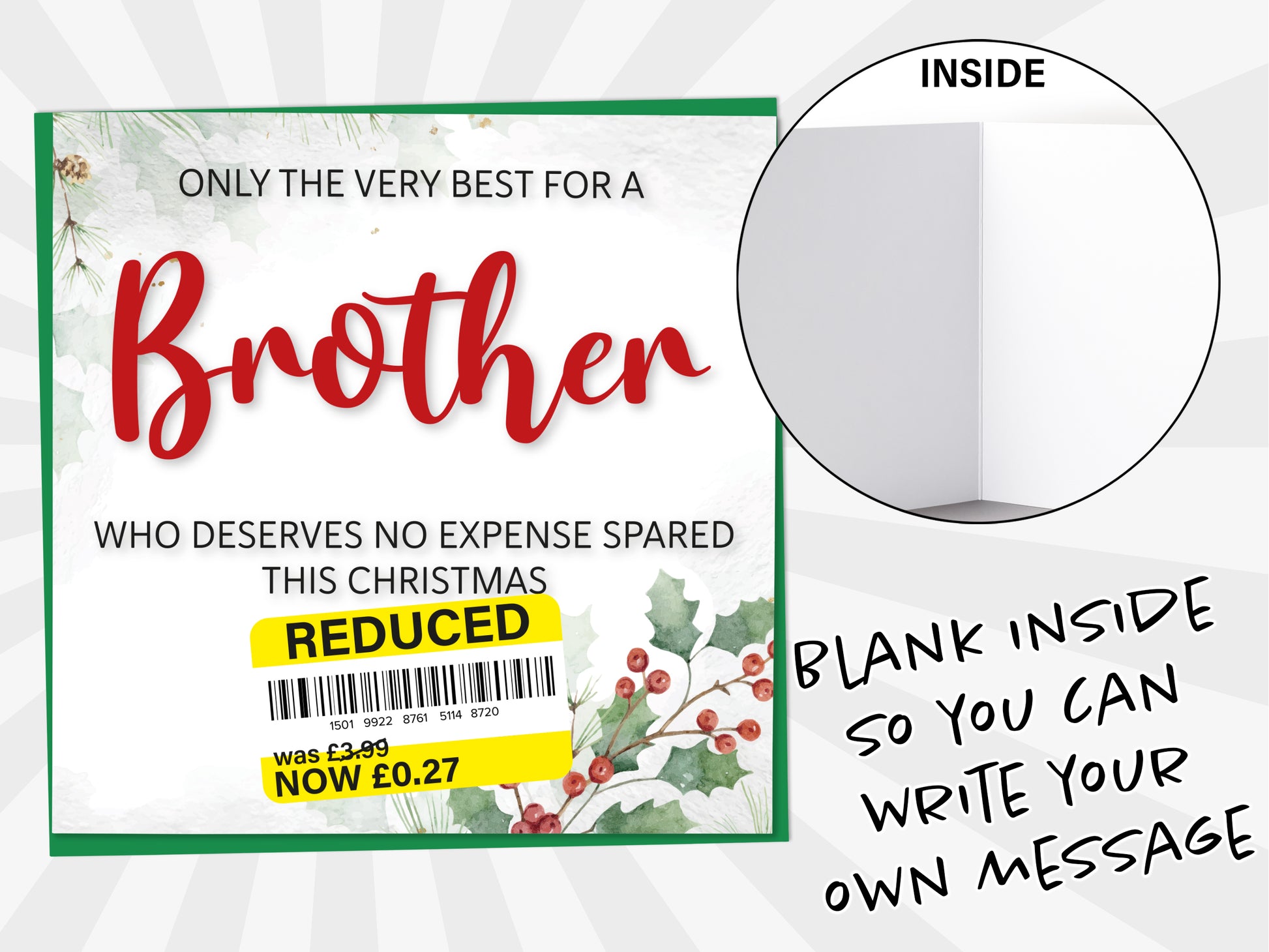 An image of a greetings card with a blank inside shown